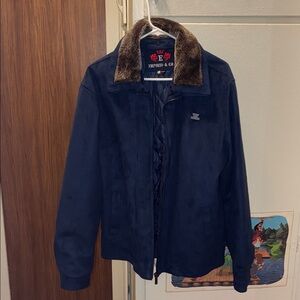 Emporio & Co Navy Jacket with Brown Collar